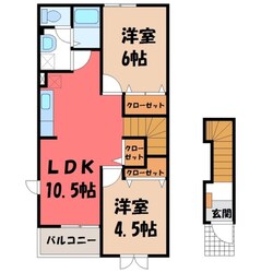 氏家駅 徒歩25分 2階の物件間取画像